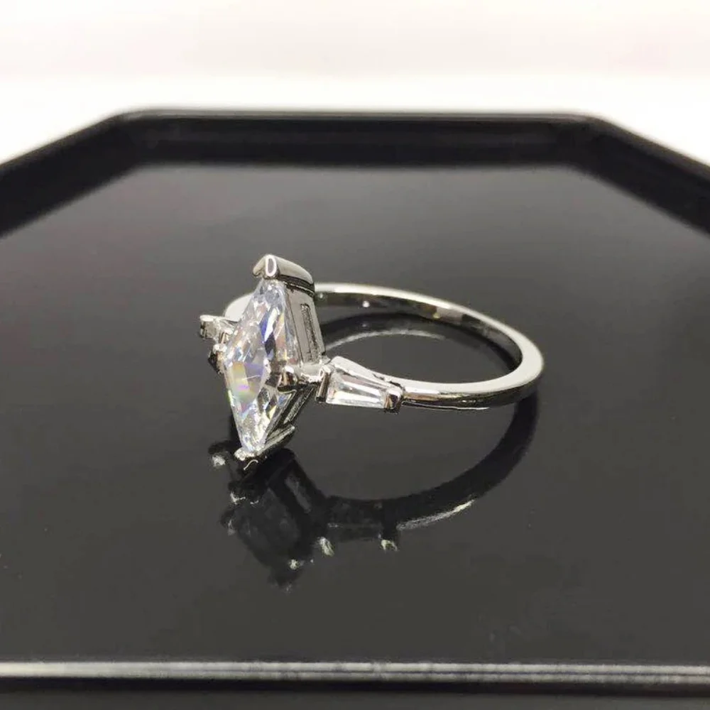 NEW Platinum Plated  Brilliant Marquise Diamond Ring - Picture 12 of 13